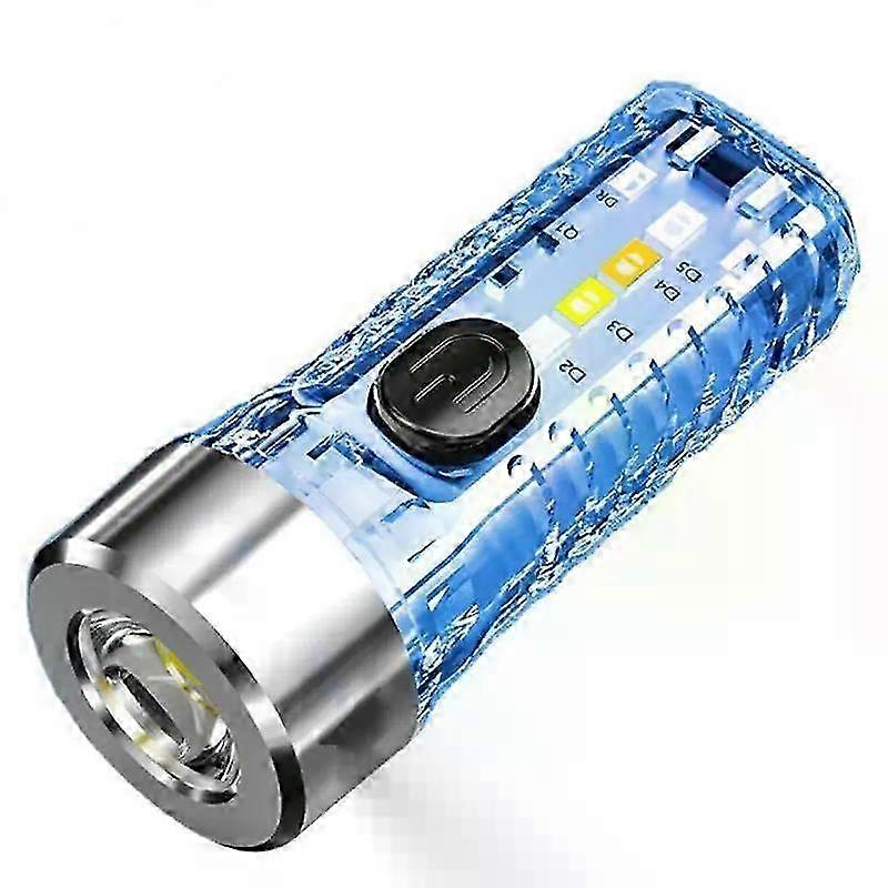 Mini Flashlight Usb Led Rechargeable Portable Multi-function With Side Lights Warning Camping Flashlight