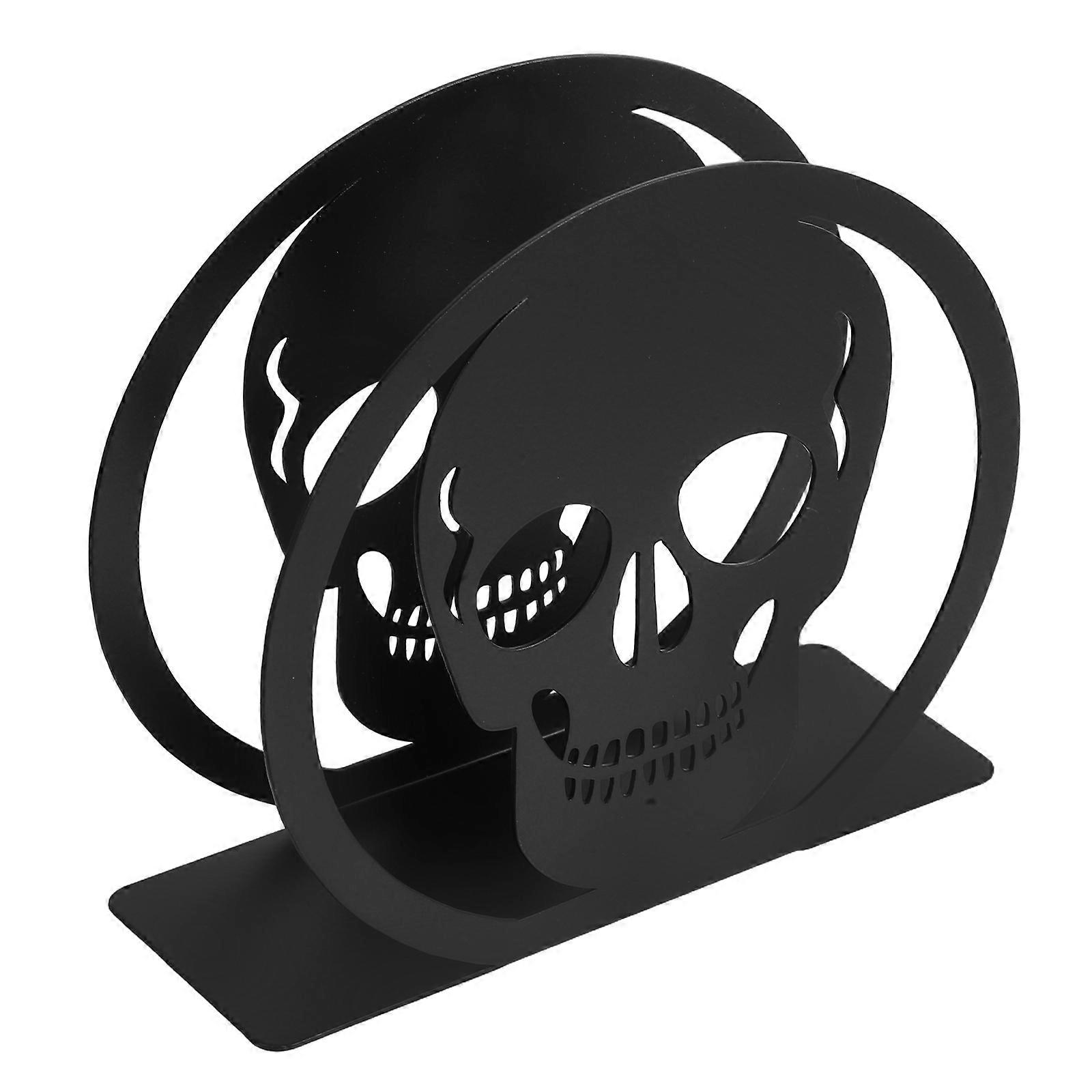 4Pcs Black Metal Skull Napkin Holder for Kitchen Use with Non Slip Feet