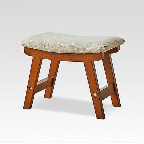 Entryway Bench, Upholstered , Solid Hardwood Legs, Easy Assembly, 48x30x40 cm, Walnut Gray