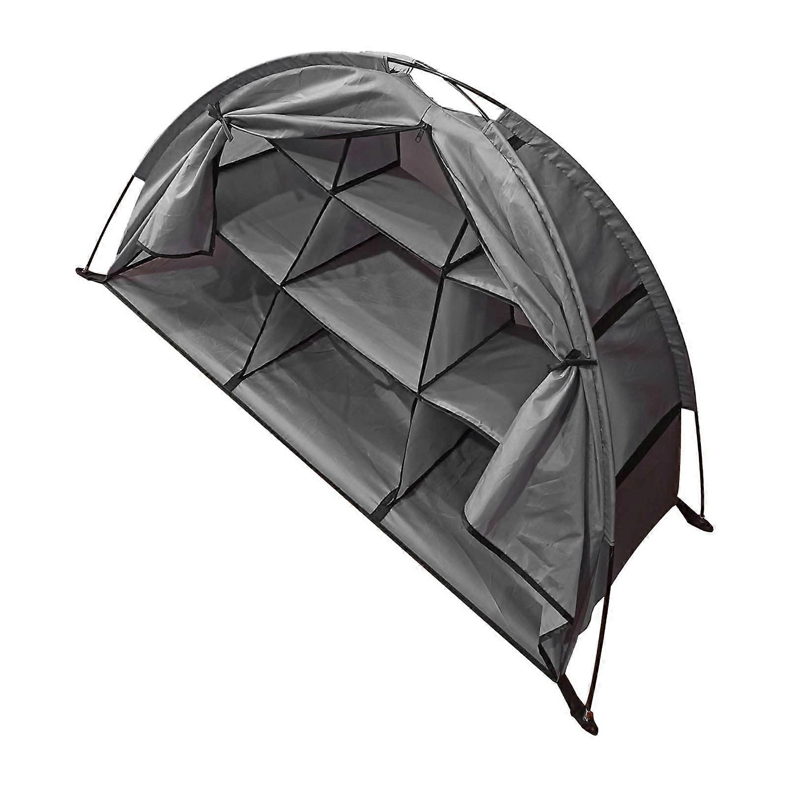 Portable Tent Shape Camping Shoes, Gray Folding Design, 9 Shelves, Large Capacity, Durable Material, Lightweight