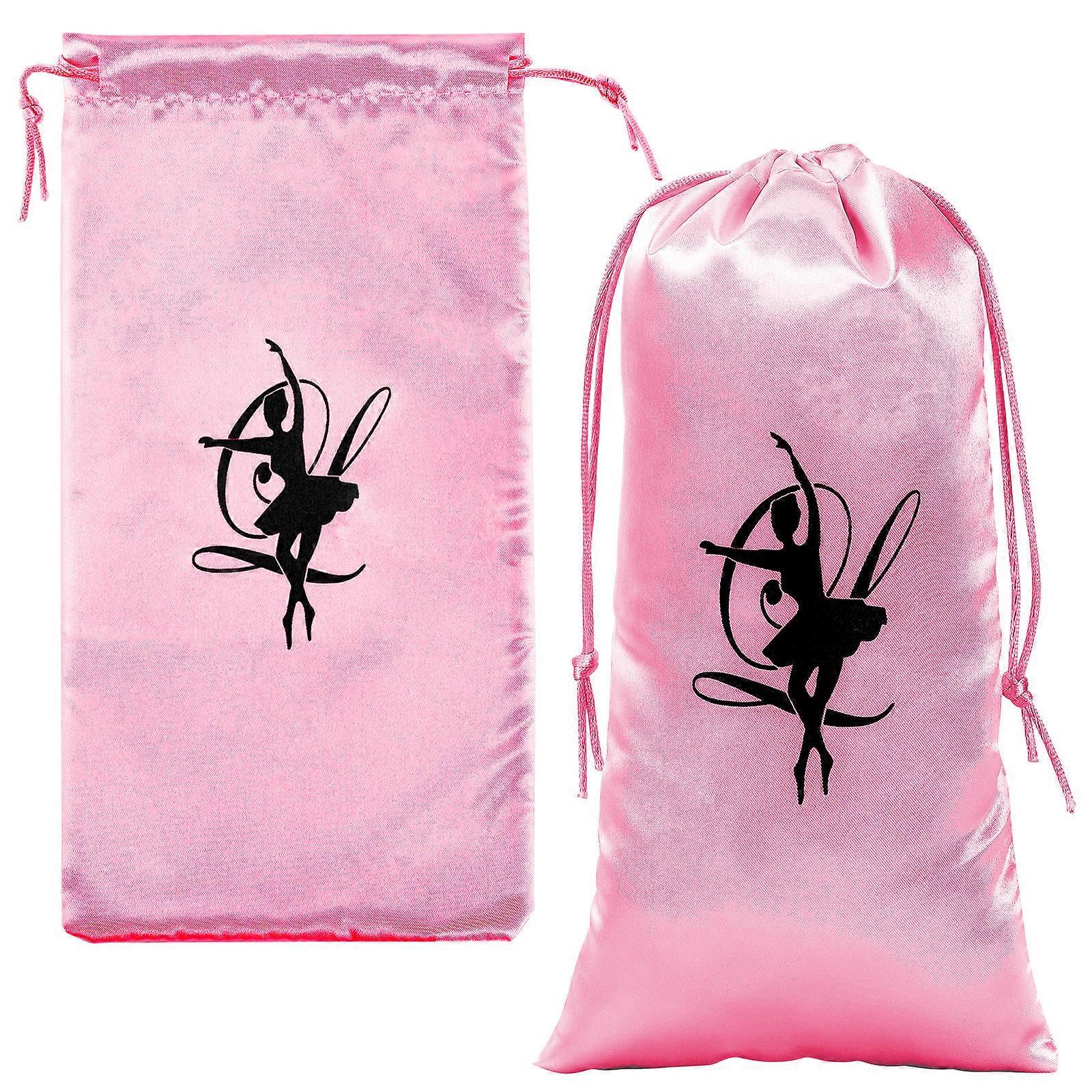 Dance Bag Shoes Storage Pouch 4Pcs Drawstring Ballet Shoe Carrier Bags Suitable For Ballet Dance Daily Routine Pink