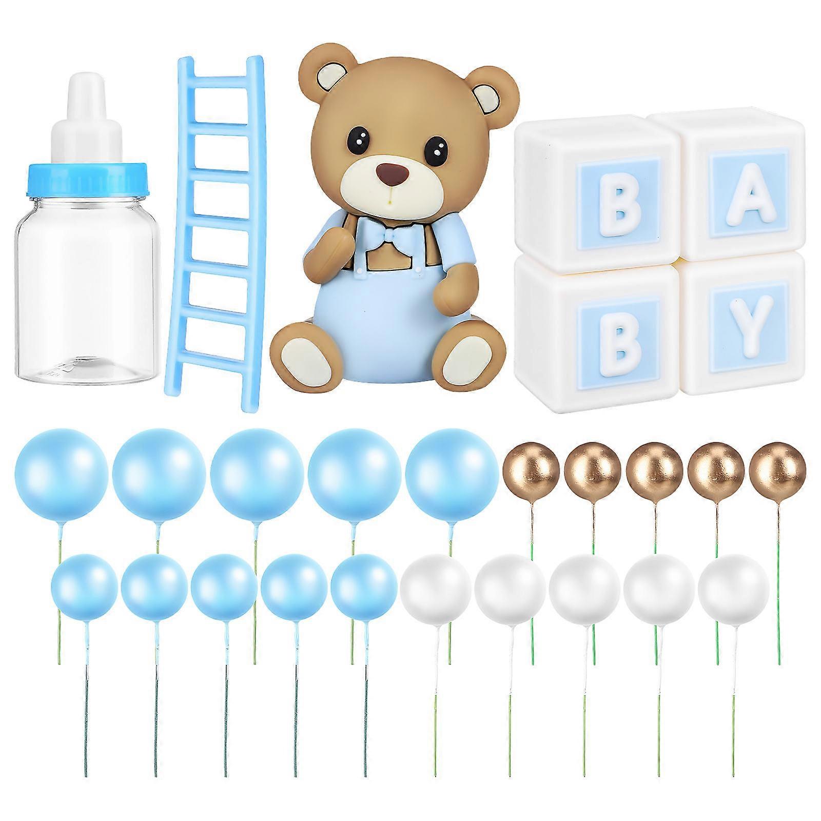 Multi Color Cake Decorating Toppers Featuring Bear And Ball Shapes Perfect For Birthday Celebrations 2 Sets