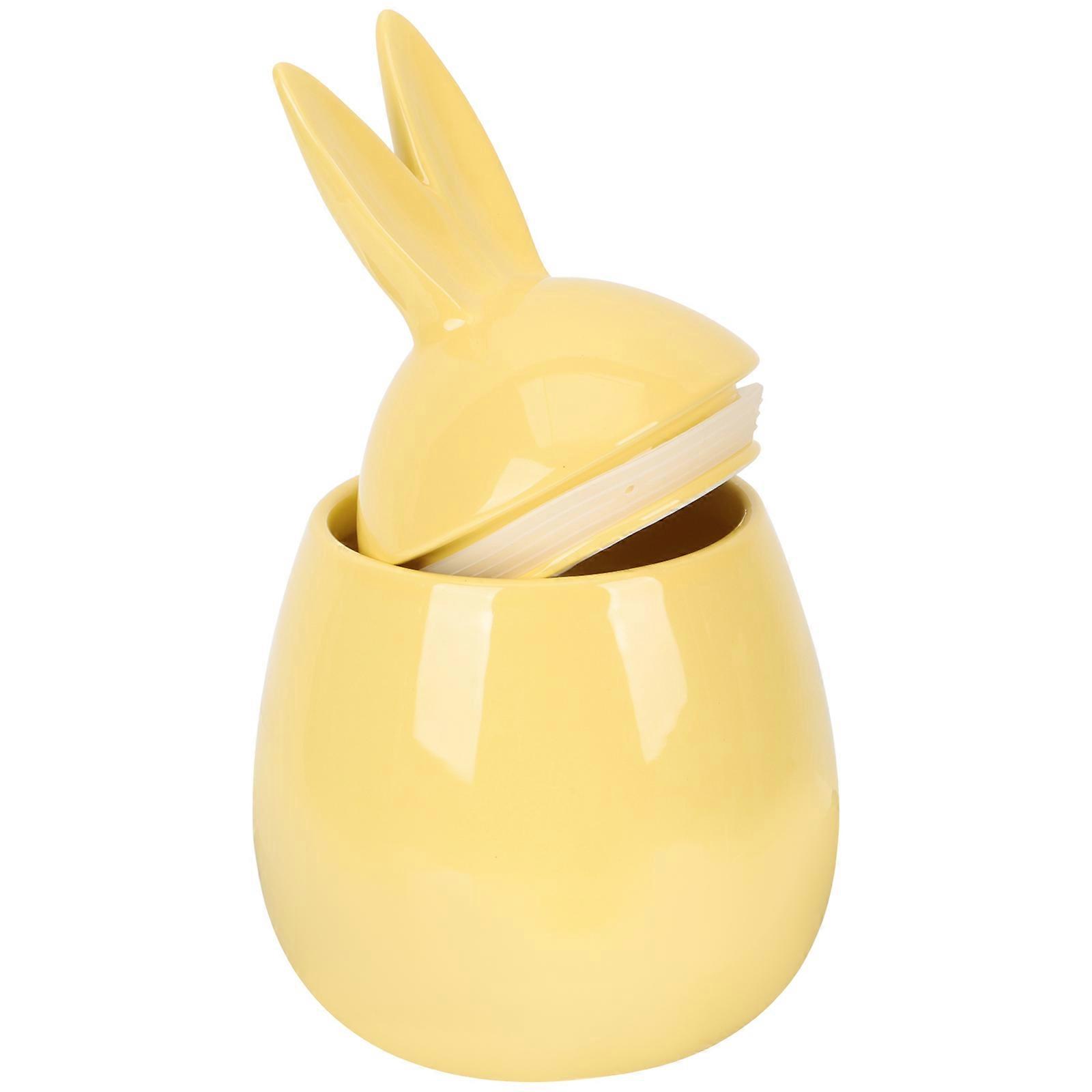 Ceramic Tea Jar Rabbit Shape for Storage Use Yellow Ceramic Easter Rabbit Shaped Jar