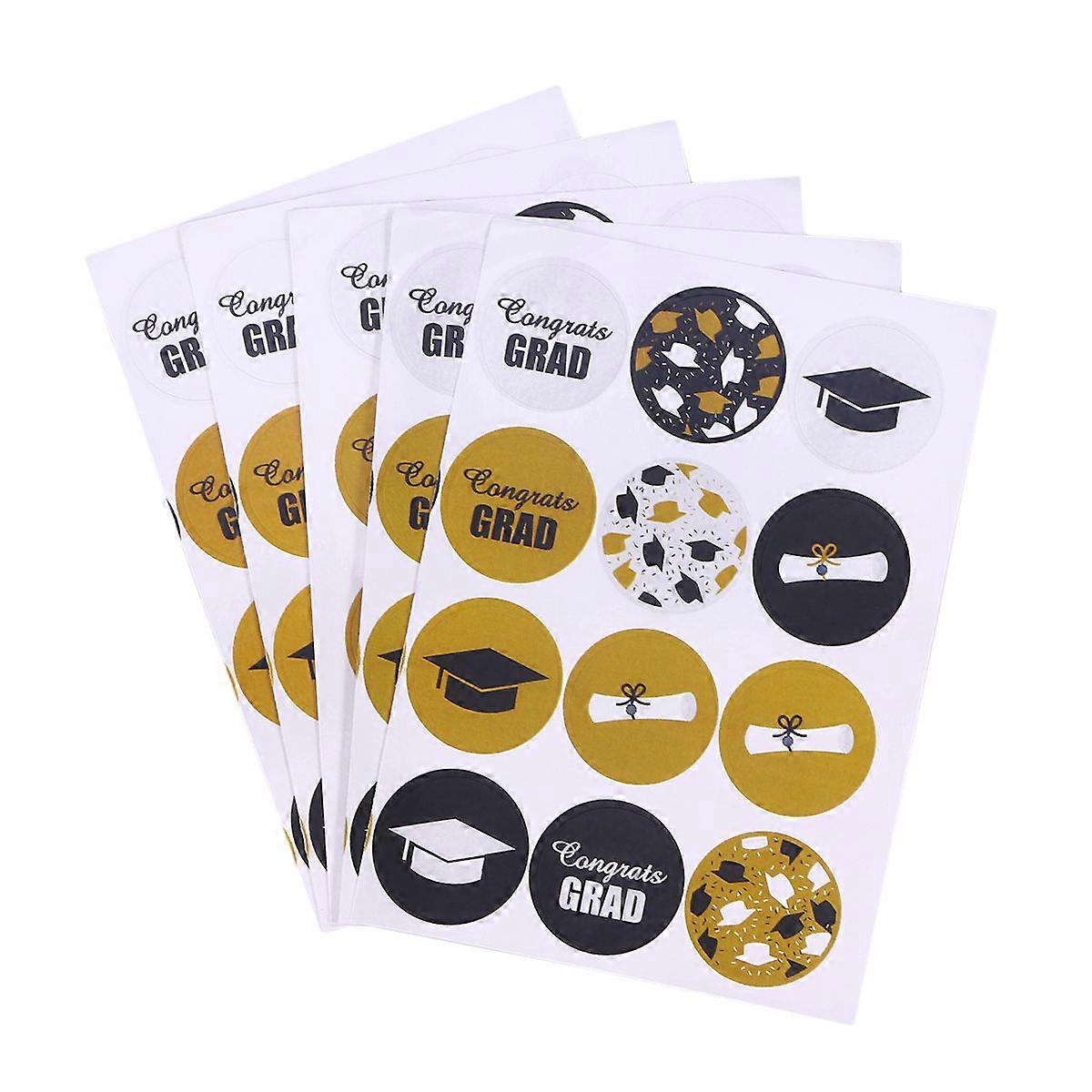 Round Stickers Graduation Theme Patterned Sealing Decals for Certificate Decor Multi-Colored 240Pack