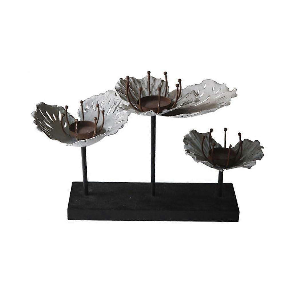 Vintage Candelabra Lotus Iron Candle Holder Set Of 3 For Dining Table Centerpiece Mantel Or Tabletop