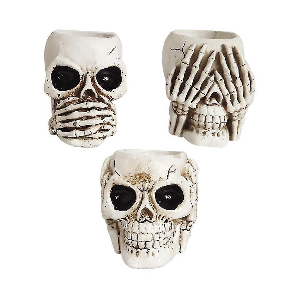 Halloween Skull Planter Resin Flower Pots for Decoration 9Pcs White Skull Holders