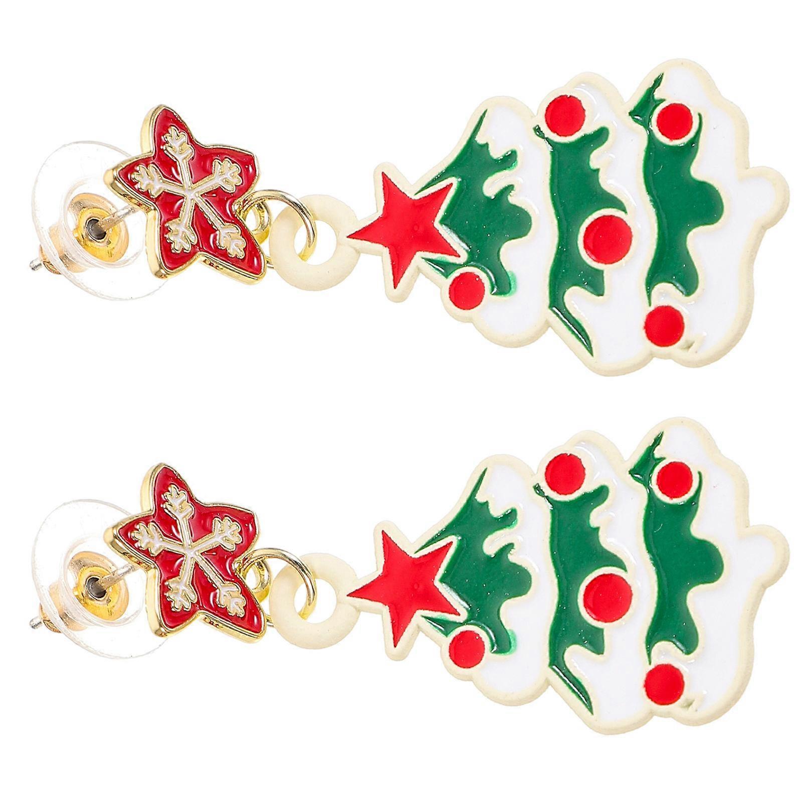 Festive Christmas Earring For Women In Multi Color Suitable For Daily Decor 2 Pairs Ear Decoration