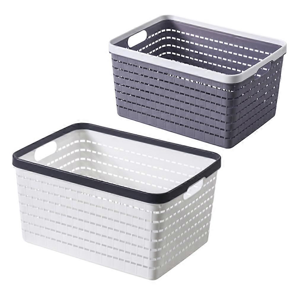 Plastic Storage Basket for Bathroom Organizer 8Pcs Dark Grey