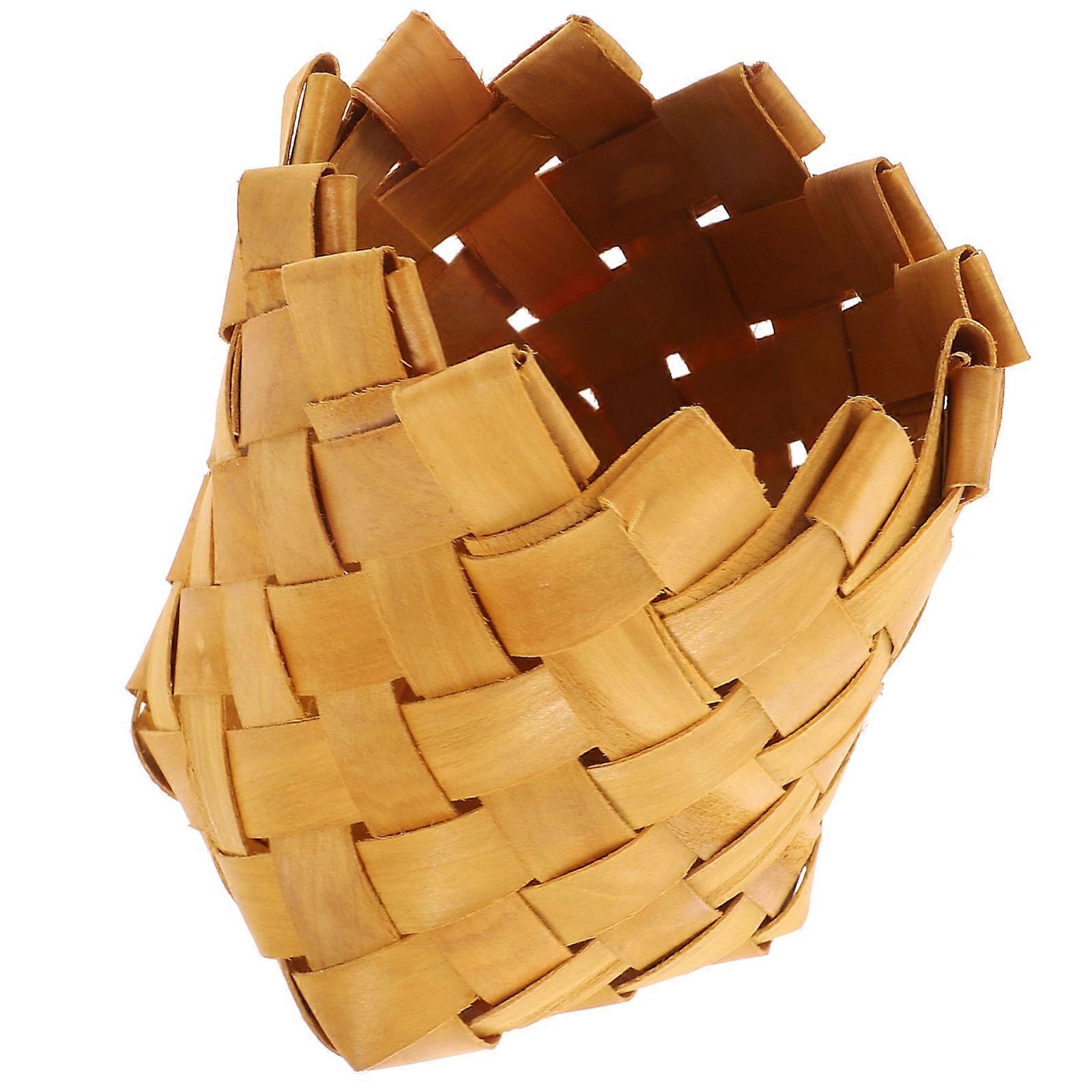 Woven Storage Basket For Kitchen Cutlery Organization Light Brown Rectangular 4Pcs