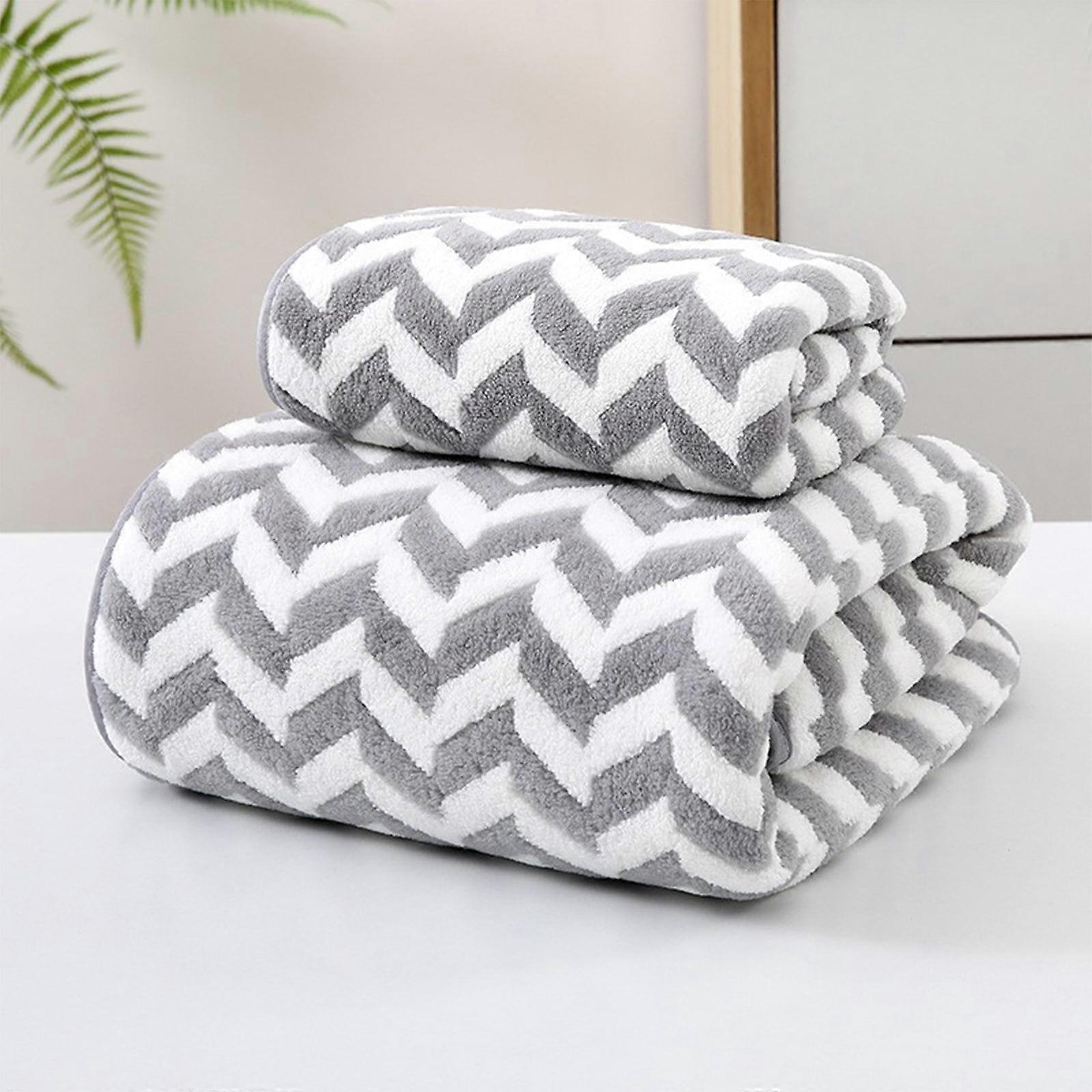 ZKCCNUK 2 Pc Towel Set - 1 Bath Towel & 1 Washcloth, Soft Linen, Highly Absorbent, 55.1" x 27.6", for Adults