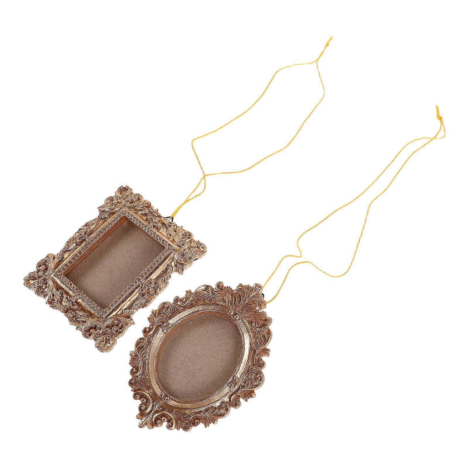 Baroque Miniature Frame Set For Wedding Decor 8 Pcs Vintage Decorative Oval Rectangular Display