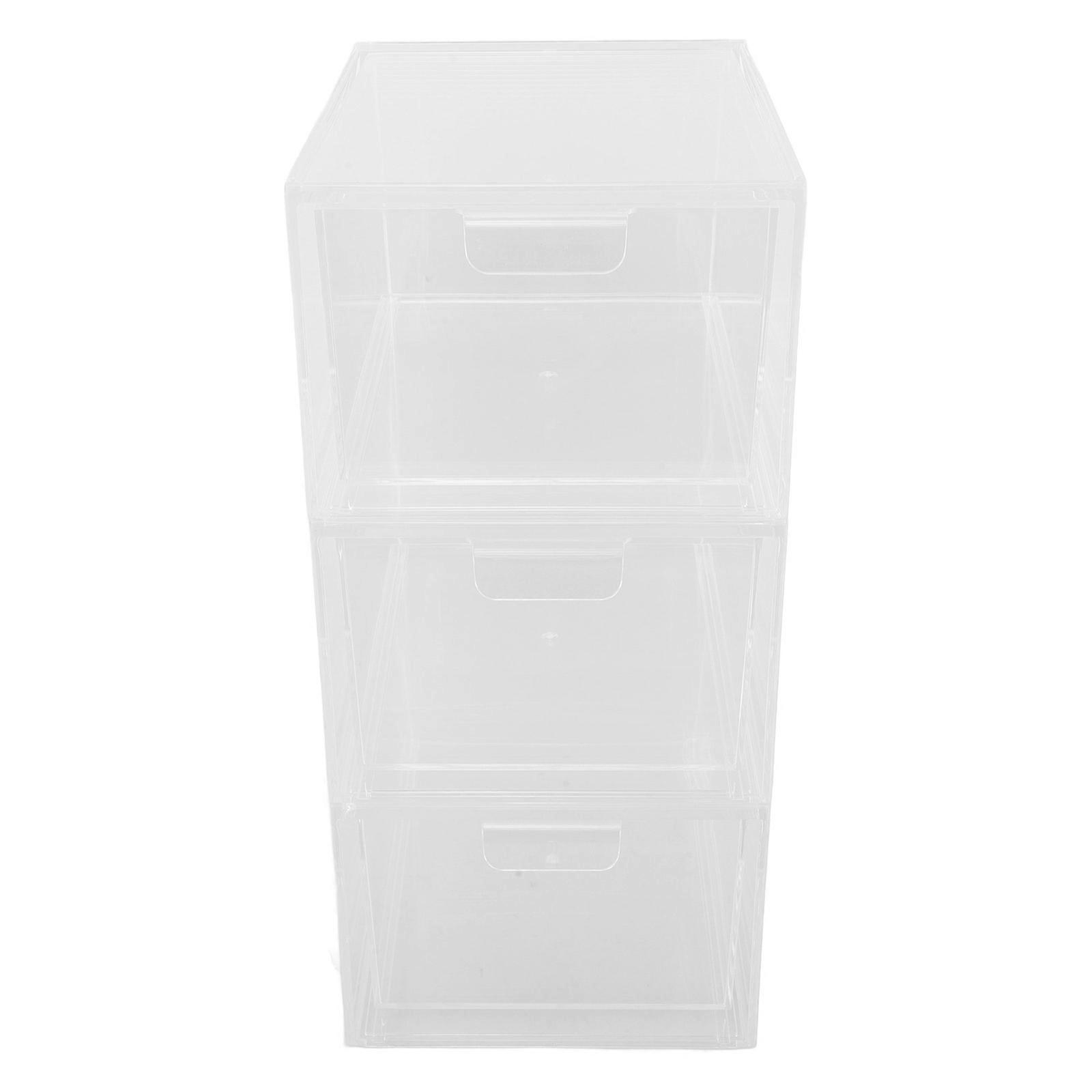 Transparent Stackable Makeup Organizer Bins 6Pcs For Home And Office Use Rectangular Design For Efficient Storage Of Daily Essentials