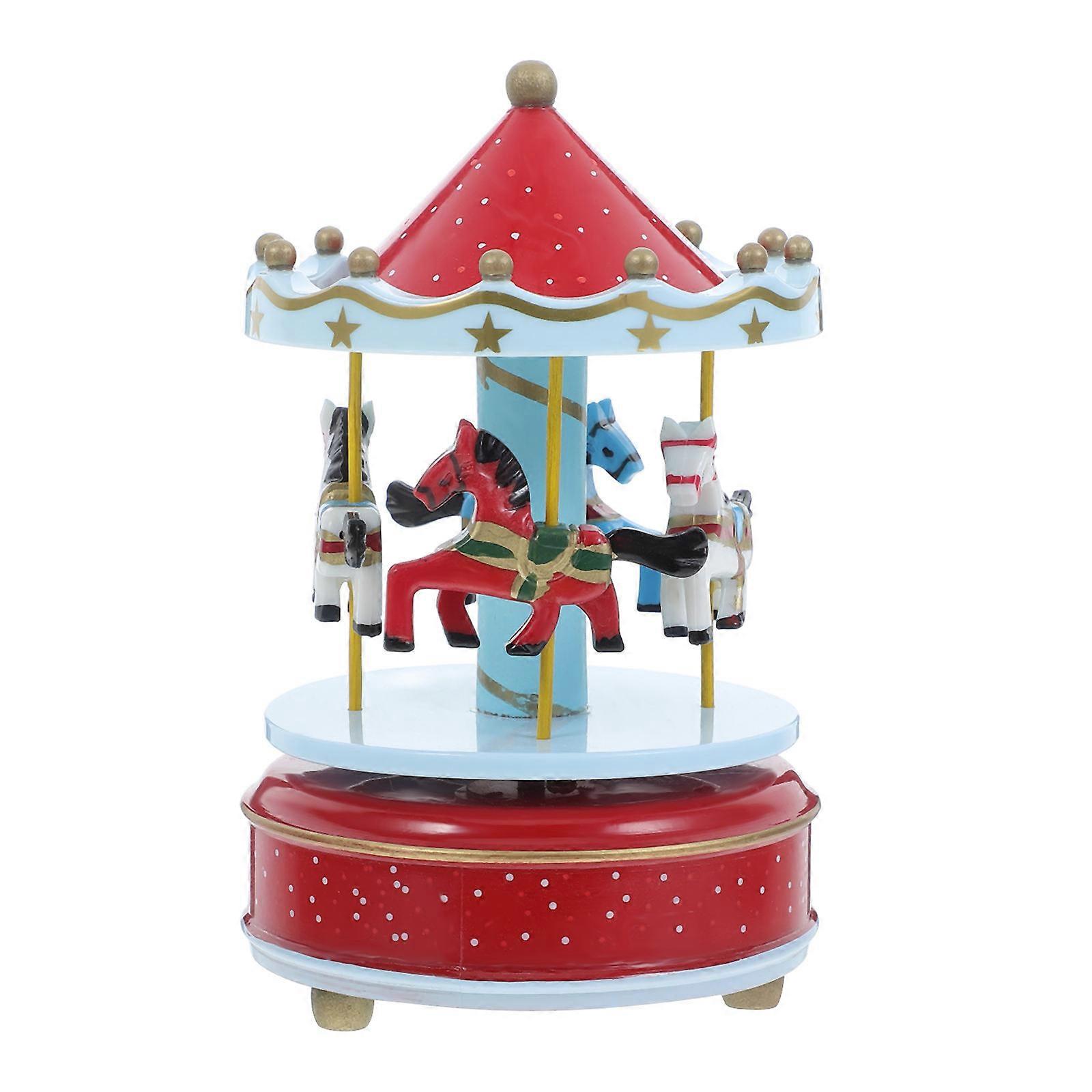 Red Carousel Music Box For Musical Lovers Rotates 1 Set
