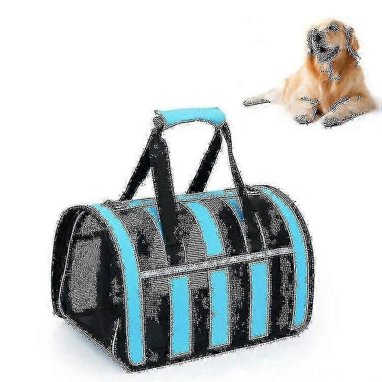 Foldable Mesh Breathable Pets Go Out Portable Diagonal Carrying Bag, Size:l(blue)