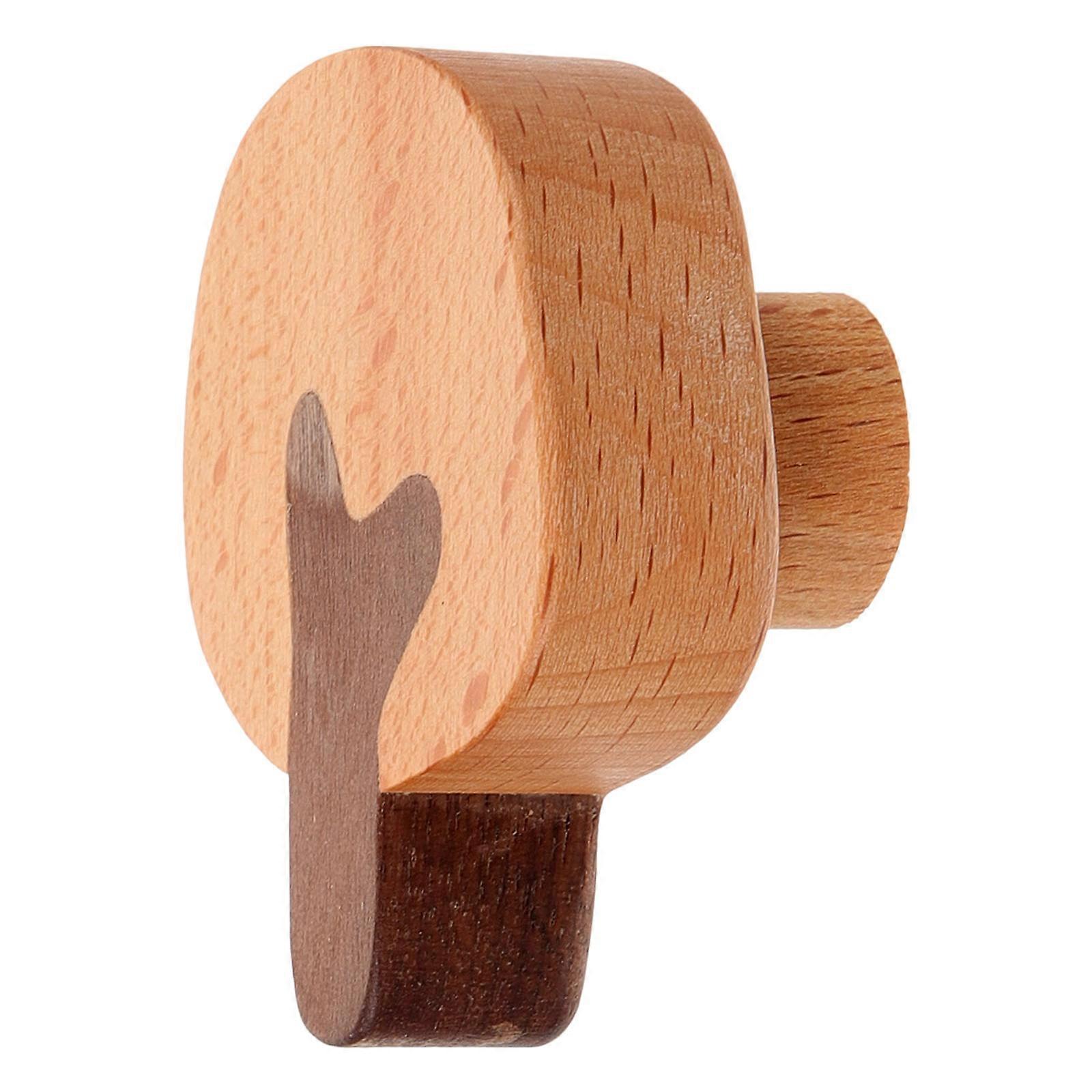 Adhesive Towel Hooks 2Pcs Wooden Coat Hooks Wall Mounted Multipurpose