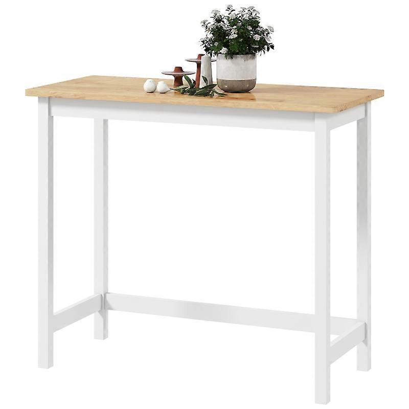 White Compact Oak Effect Dining Table for 2 Natural Wood