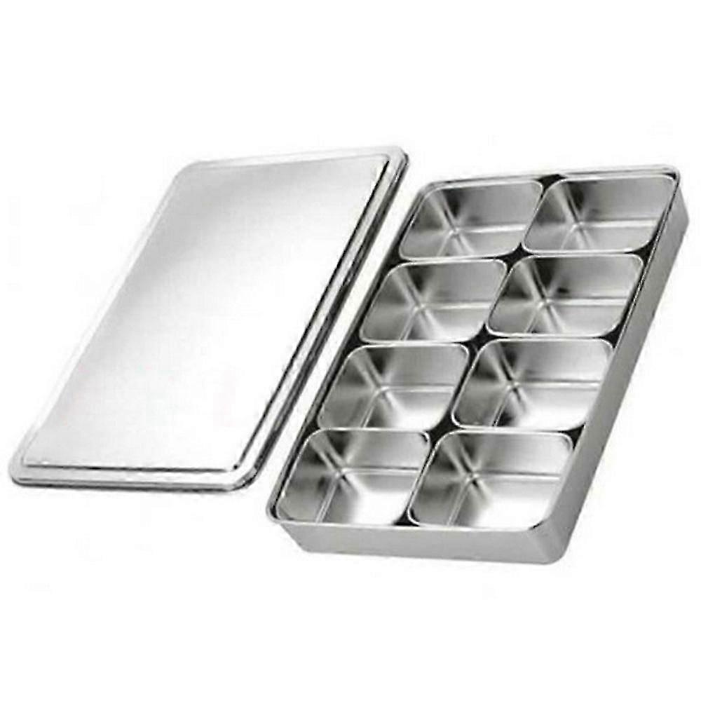 8 Lattice Nonmagnetic Japanese Type Square Seasoning Box Stainless Steel