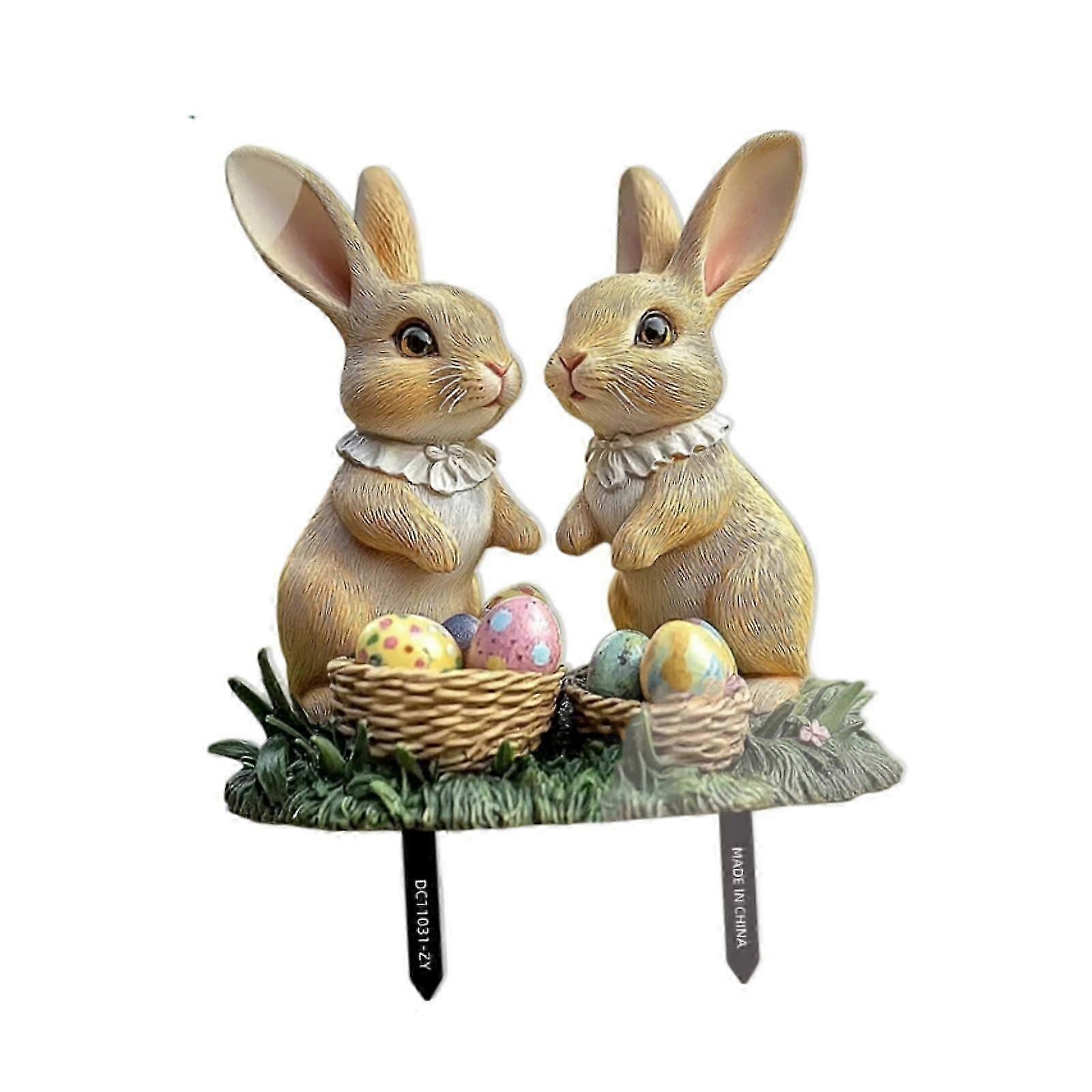 Easter Garden Rabbits Stake 2D Easter Decoration for Outdoor Walkway Pathway