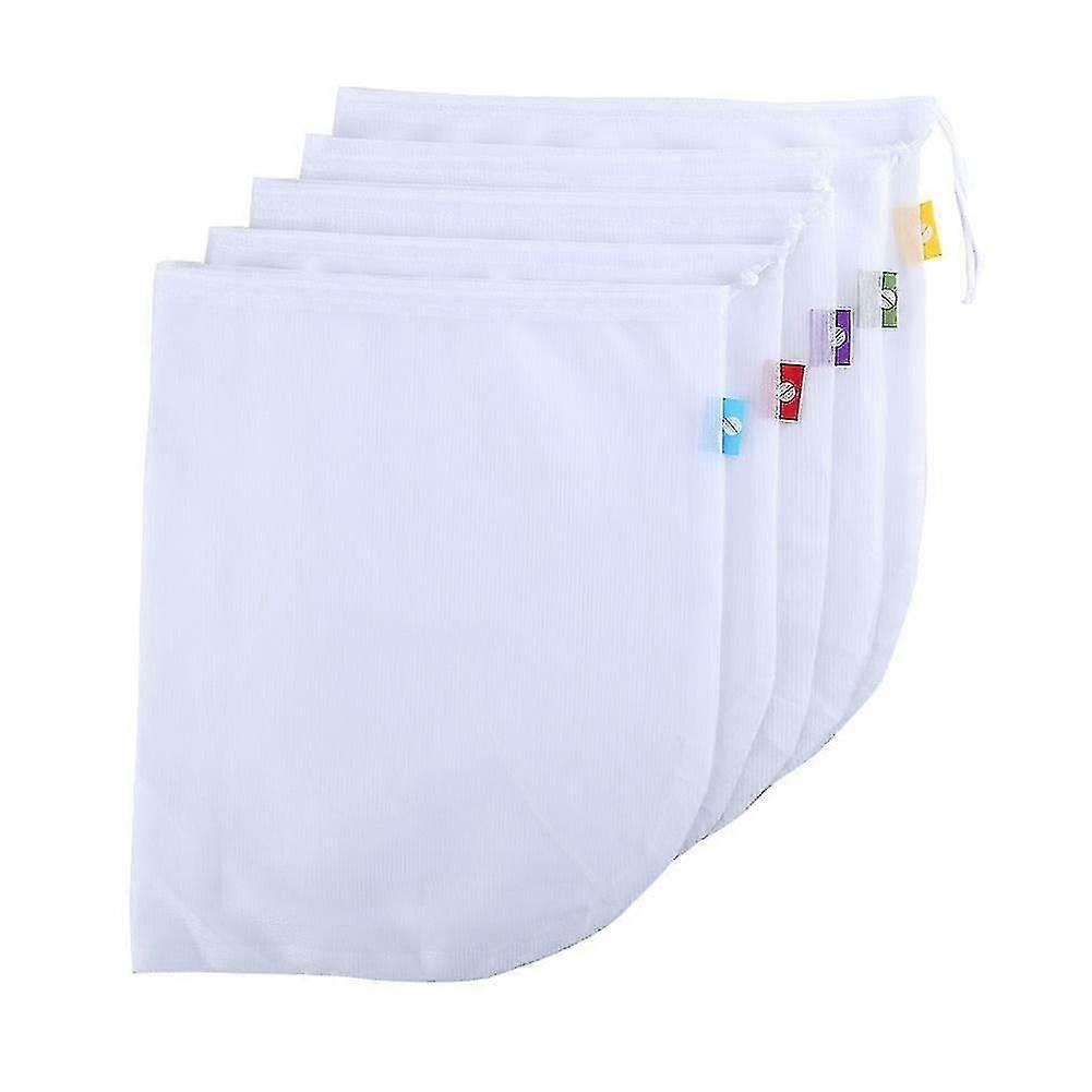 5pcs/set Shopping Storage Mesh Cloth Bag Reusable Drawstring Fruit Bags