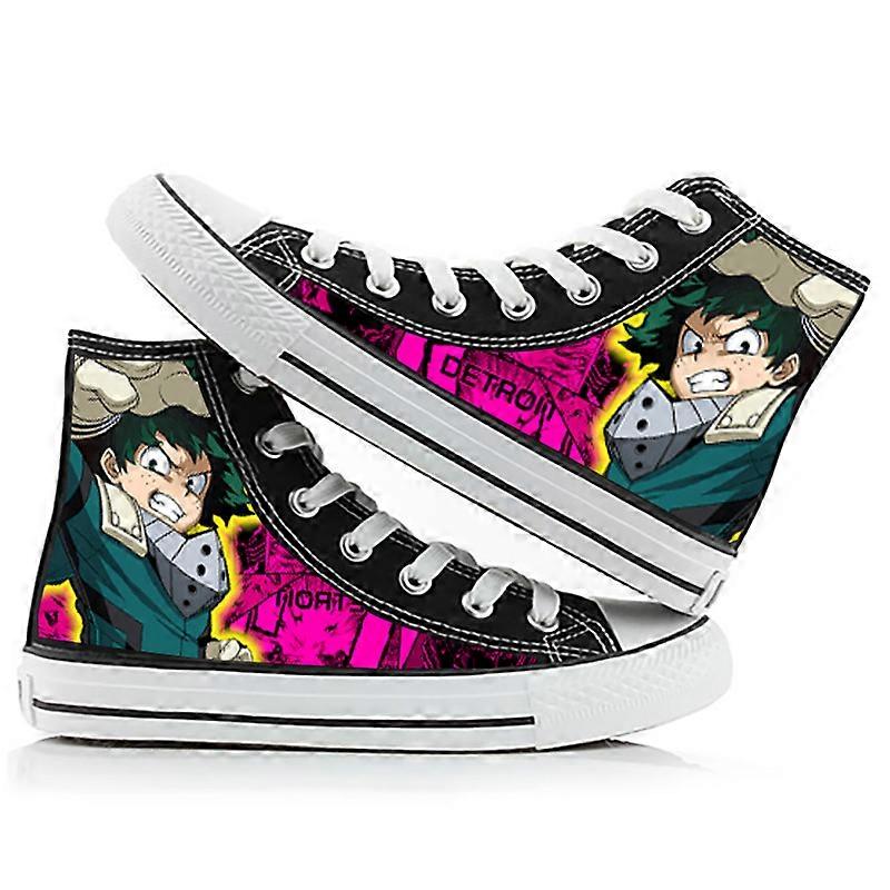 3D anime print My Hero Academia high-top canvas sneakers