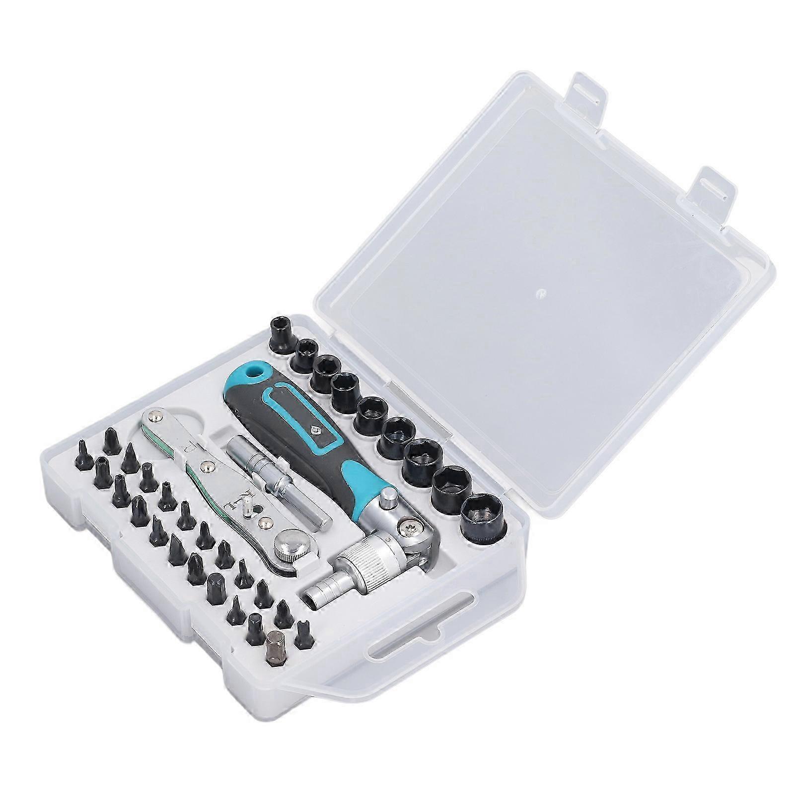 Professional Ratchet Screwdriver Set with 34 Pcs Bits and Sockets