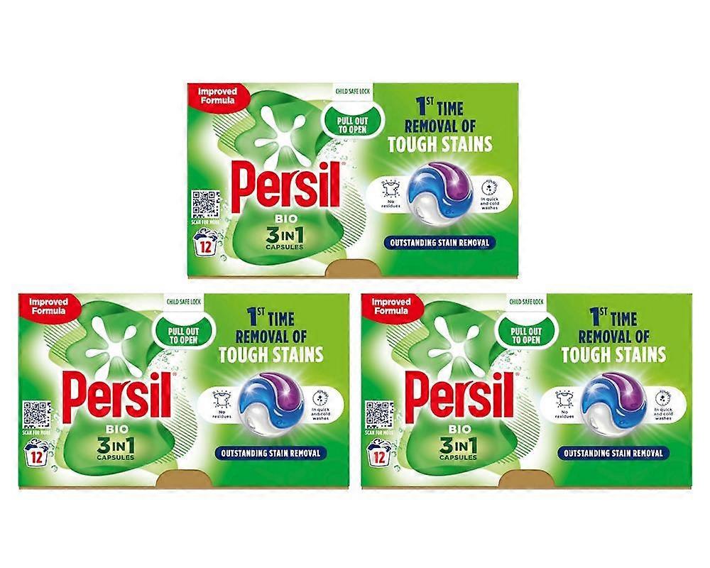Persil Bio 3 in 1 Laundry Capsules 12 Washes (3 Pack)