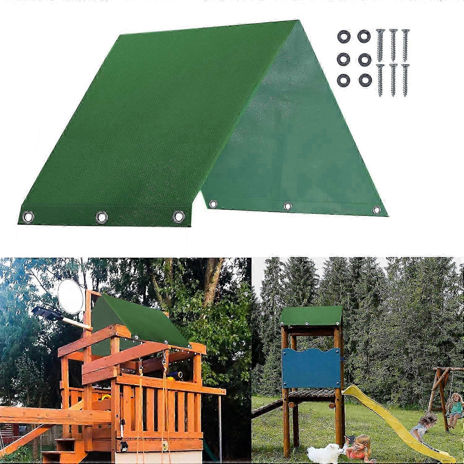 ネジ付きキッズアウトドアスイングセットキャノピー - 防水ストライプカバー