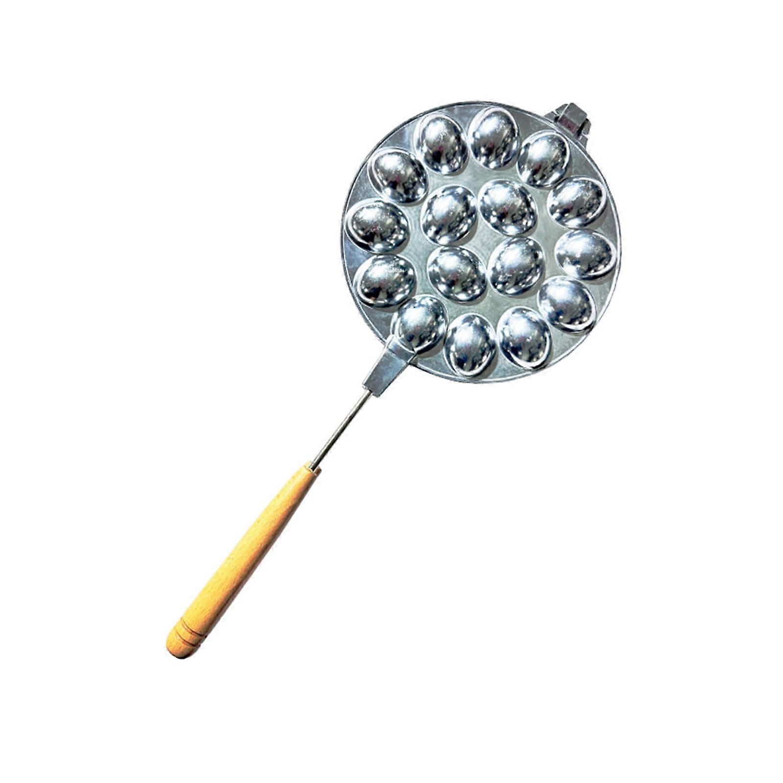 Nonstick Walnut Cookie Maker Pan Oval Bakeware Aluminum Alloy With Wood Handle For Nut Waffles And Pastries