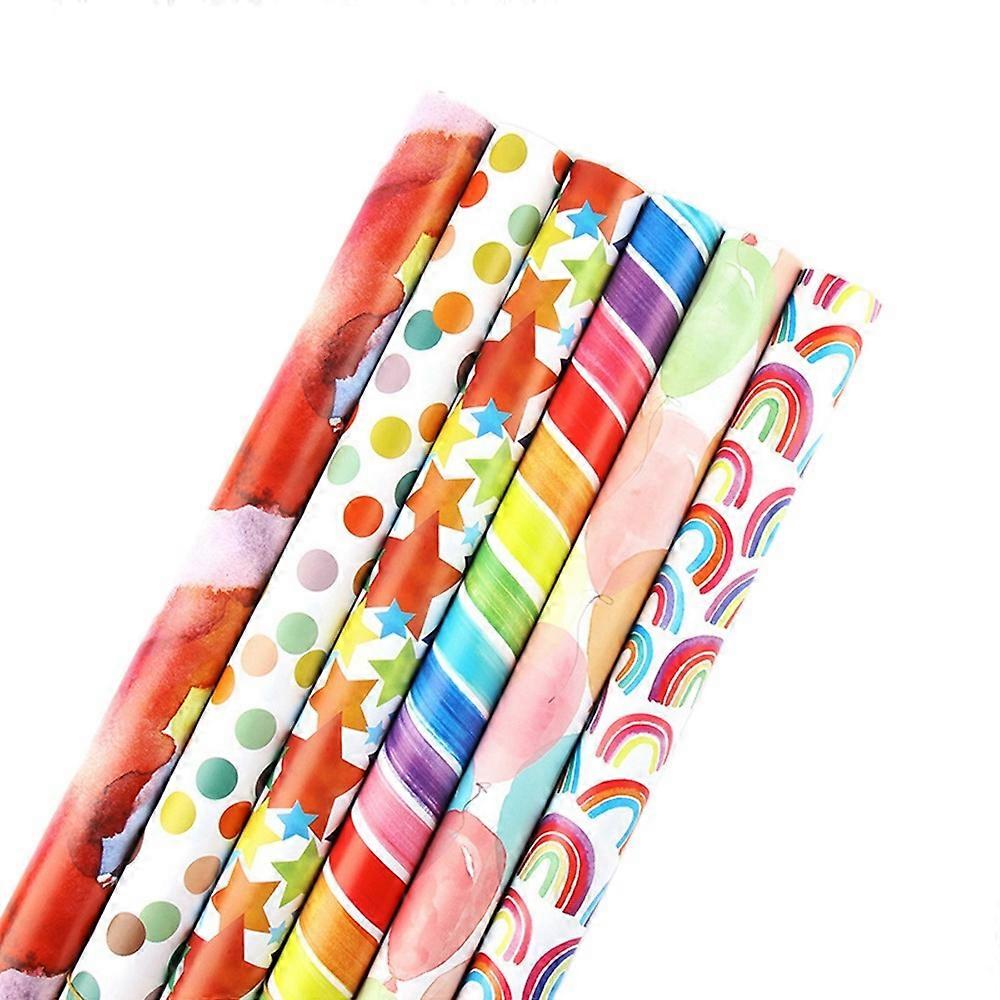 12 Sheets Set, Rainbow Birthday Wrapping Paper