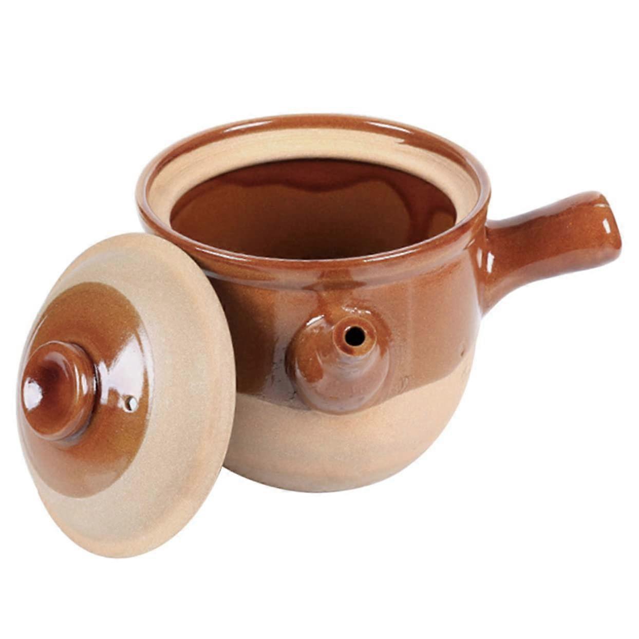 3L Claypot Casserole with Lid HalfGlazed Earthenware Pot for Slow Simmer and Stew Cooking