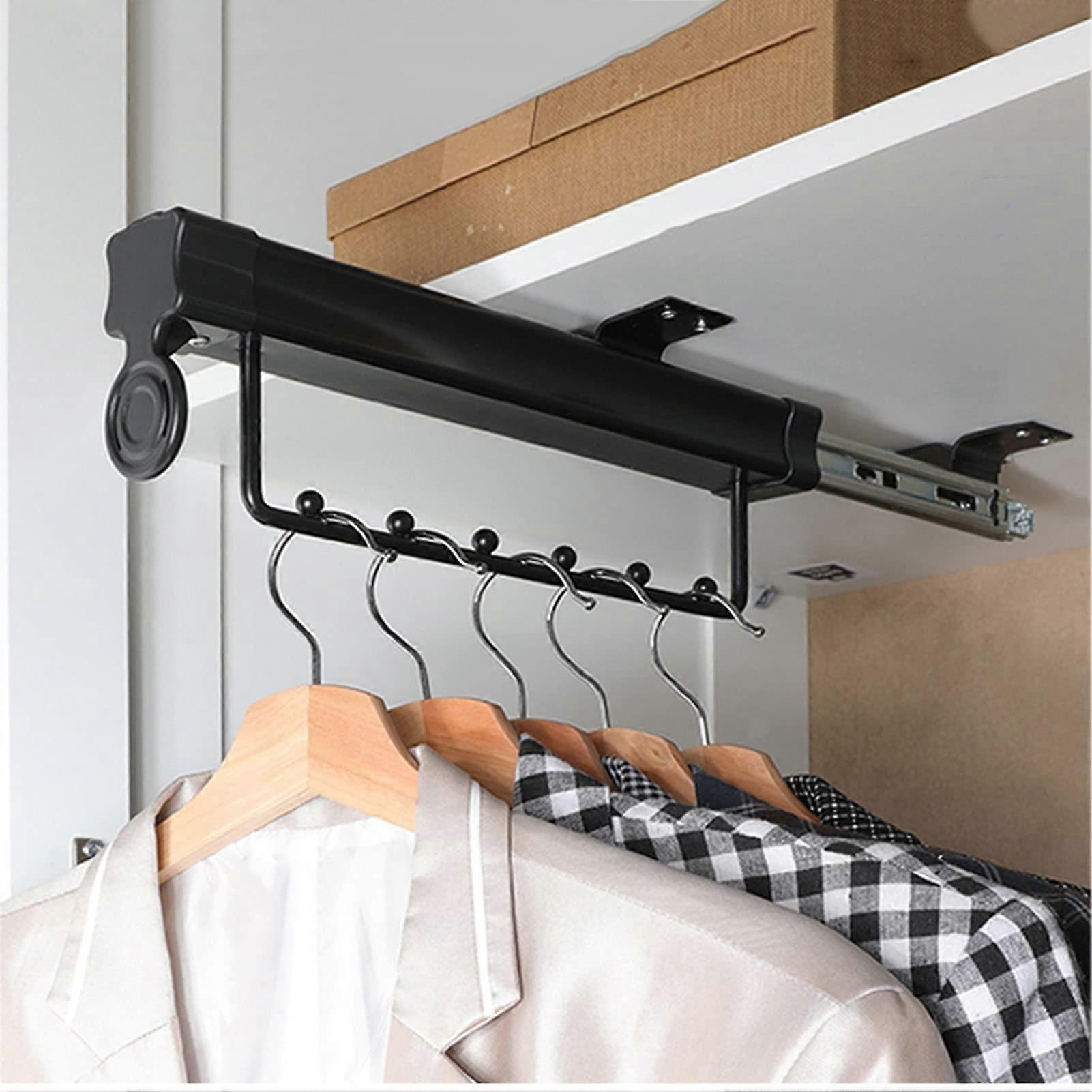 Adjustable Heavy Duty PullOut Pants Rack with Extendable Valet Rod, Mount Closet Organizer 358mm