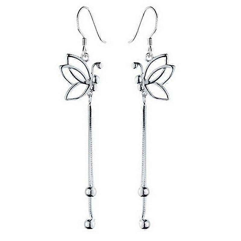 Femmes Mode Creux Papillon Pompon Dangle Crochet-argent