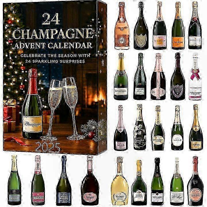 Champagne Advent Calendar 2025, 24 Days of Christmas Countdown with Surprises 25-26
