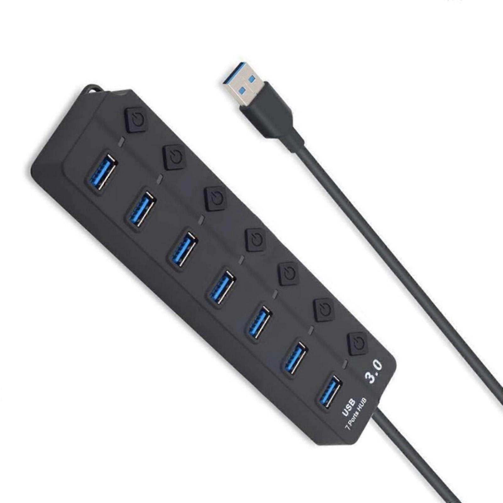 USB Male to 7 Port USB3.0 Expander Converters Data Transfer Adapter Expansion Multiport Adapter for PC Keyboards Laptop Multicolor