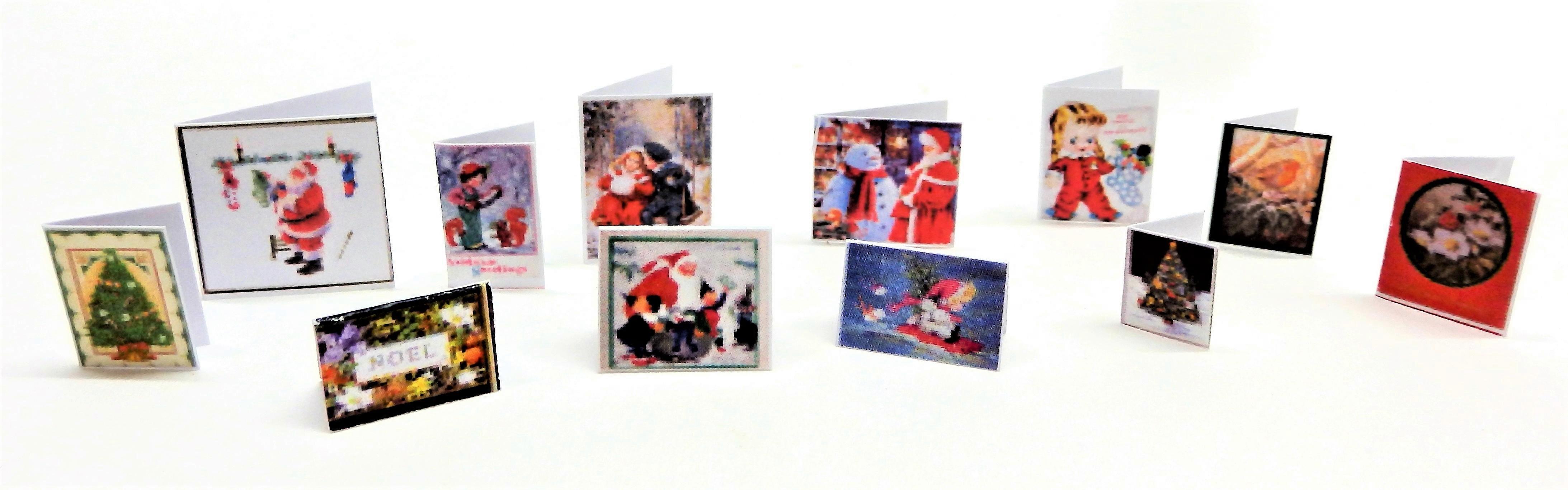 دمى البيت 12 بطاقات عيد الميلاد الحديثة مصغرة 1:12 ملحق