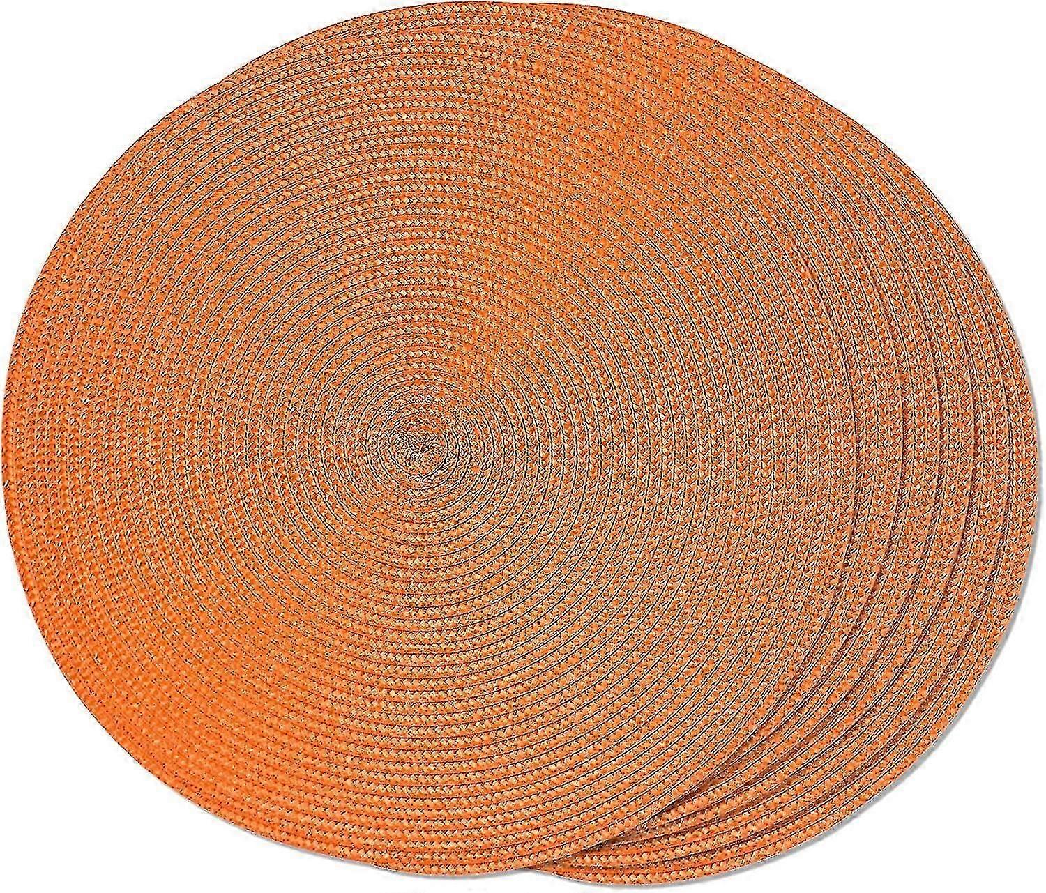 Ensemble de table à manger de 6 sets de table ronds tressés orange pour tables à manger sets de table lavables tissés antidérapants 38cm