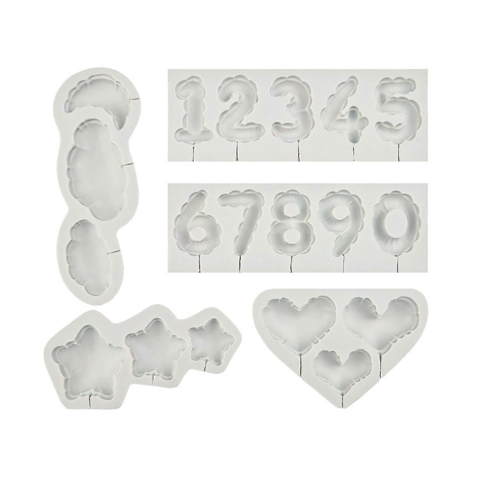 Fondant Chocolate Molds Heart Star Cloud Silicone Molds Mousses Cake Decorating Tool Candle Soap Molds Easily to Clean Multicolor