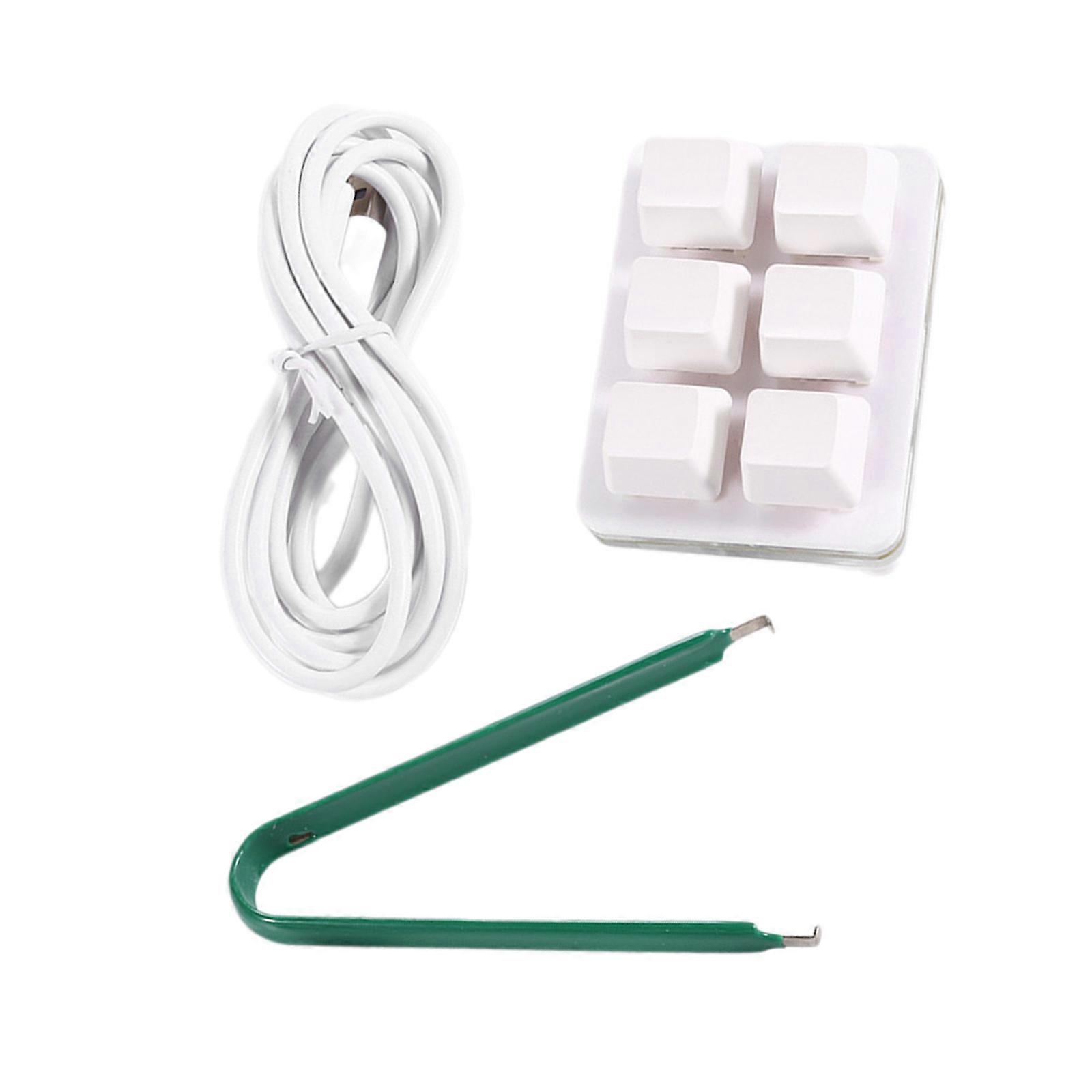 Tangentbord 6-tangenters speltangentbord, USB litet tangentbord mekaniskt speltangentbord programmeringsmakron funktioner RGB vit