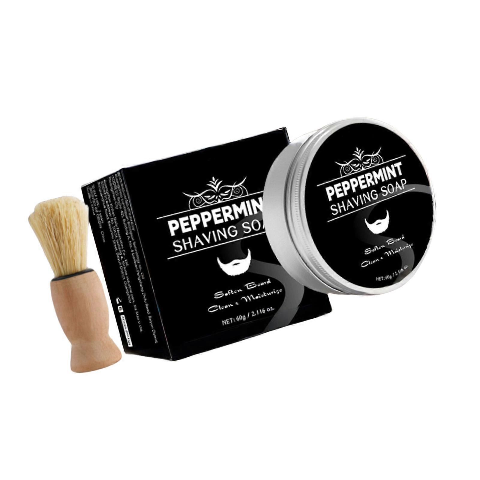 60g Shaving Soap Handmade Soap Mint Shaving Soap Deeply Clean Beard Soap Keep Skion Hydrated for Rich Shaving Foam Multicolor