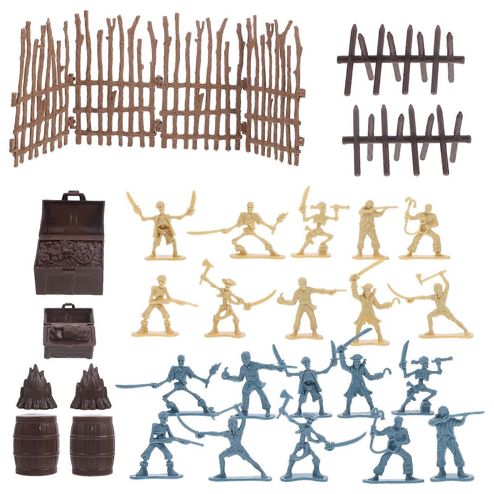 Pirate Action Figure Toy Set For Kids 1 Set 43 Pieces Simulation Of Battle Scenes Assorted Color