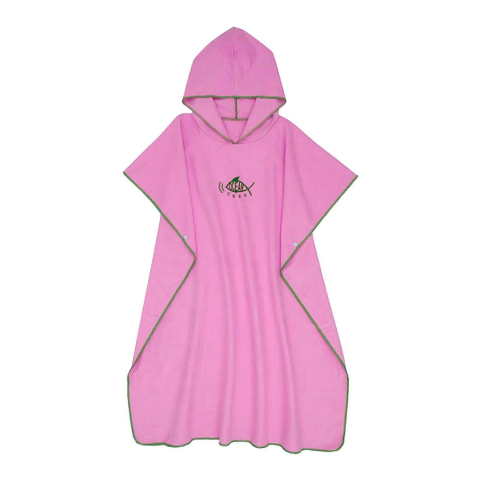 Surf Poncho Quick-Drying Changing Robe Surfer Towel Hooded Cape Pink