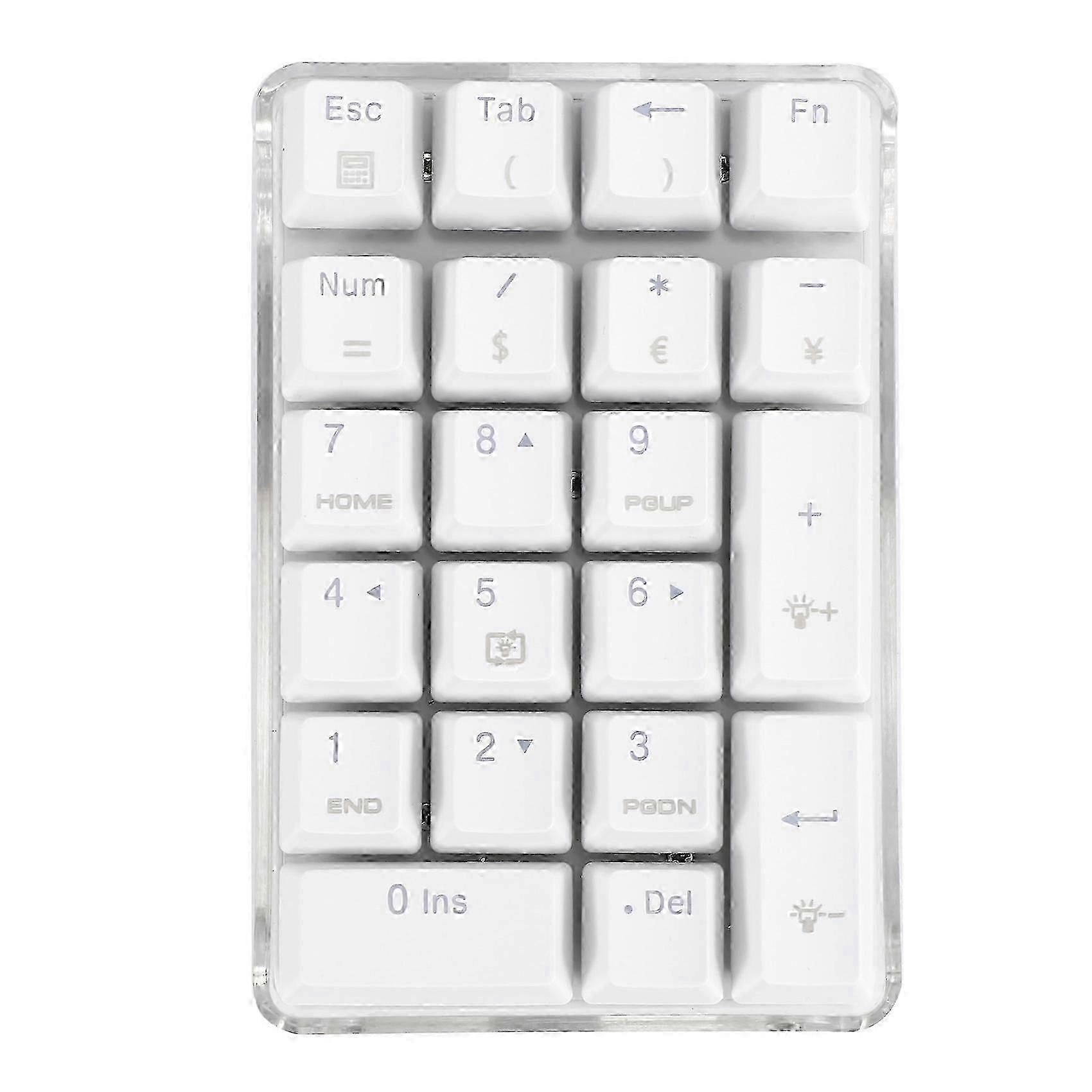 Mechanical Numeric Keypad Brown Switch Wired Gaming Keypad Crystal Case White Backlit 21 Keys Mini Numpad Keypad bs