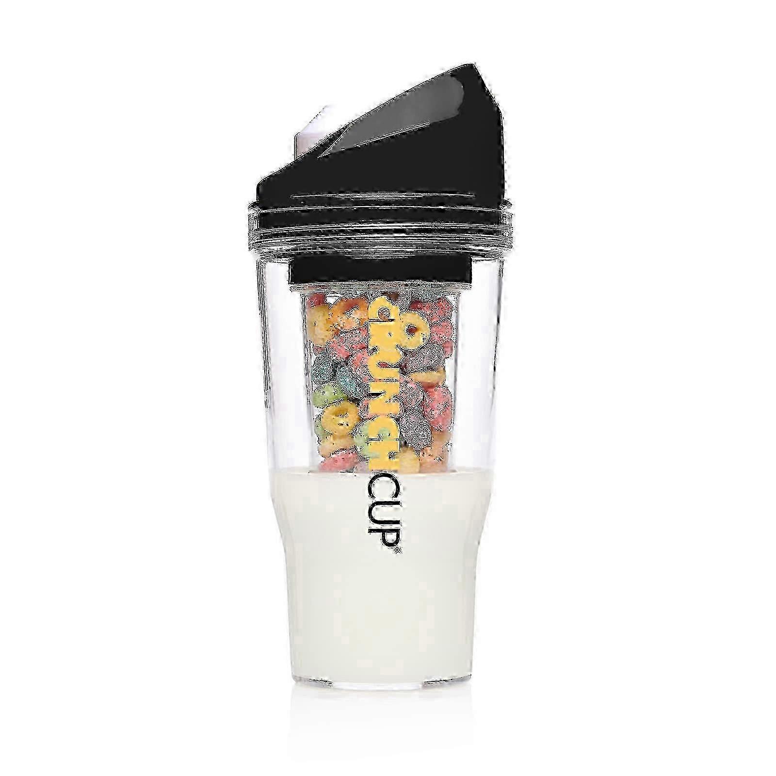 Portable Plastic Cereal Cup for Breakfast On the Go, To Go Cereal and Milk Container, 0 Spoon or Bowl Required White 0403