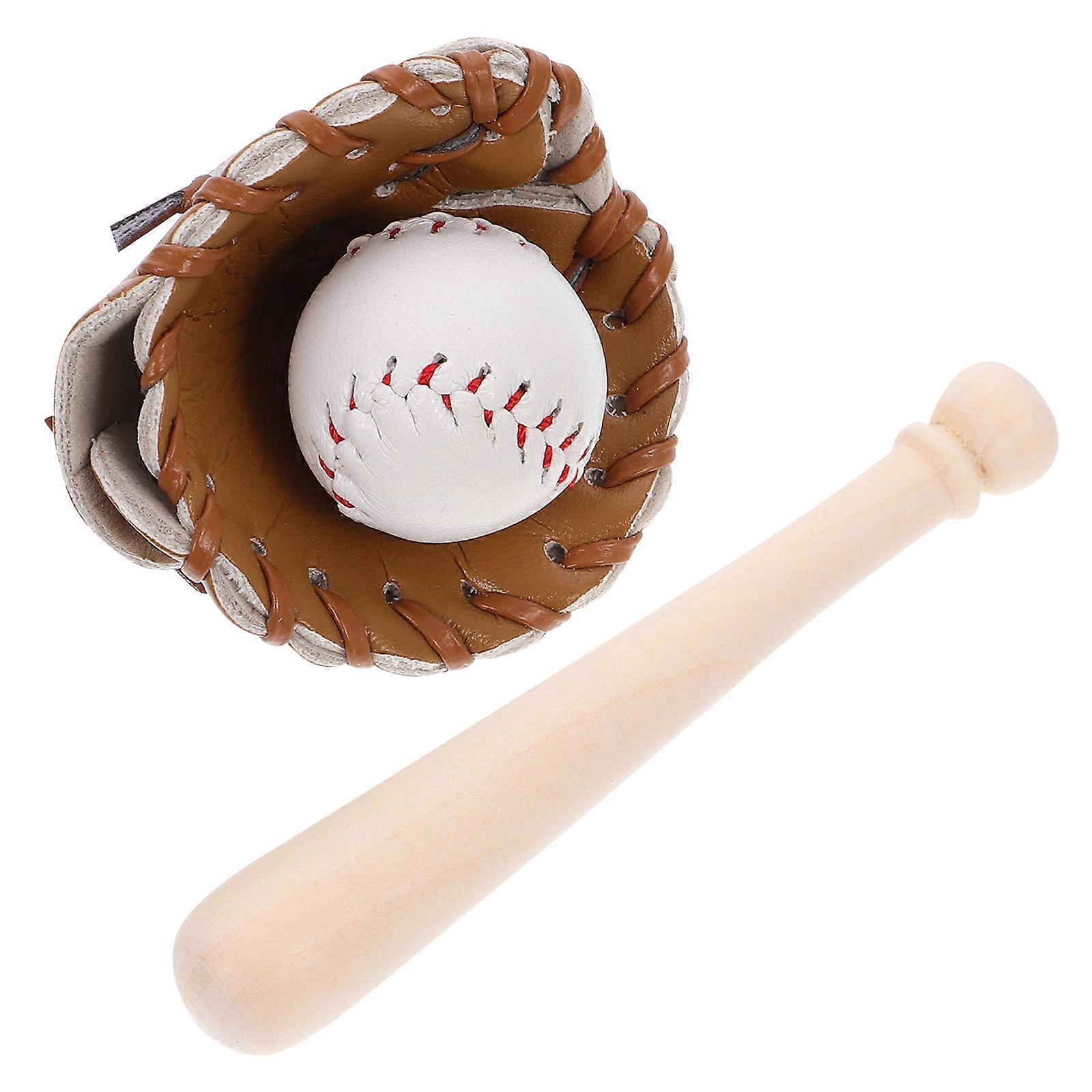 Miniature Baseball Bat Set for Decoration 1Set Realistic Dollhouse Accessory