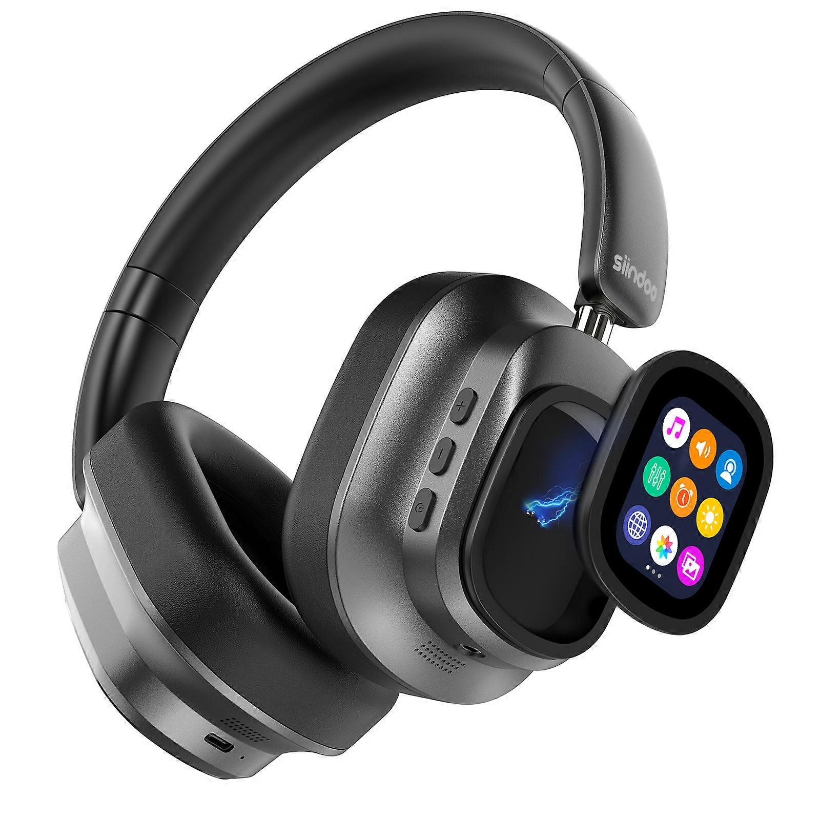 Siindoo JH-ANC930Plus Hybrid Wireless Headphone, Active Noise Cancelling Headphones With Multi Magnetic Touch Control LED Screen