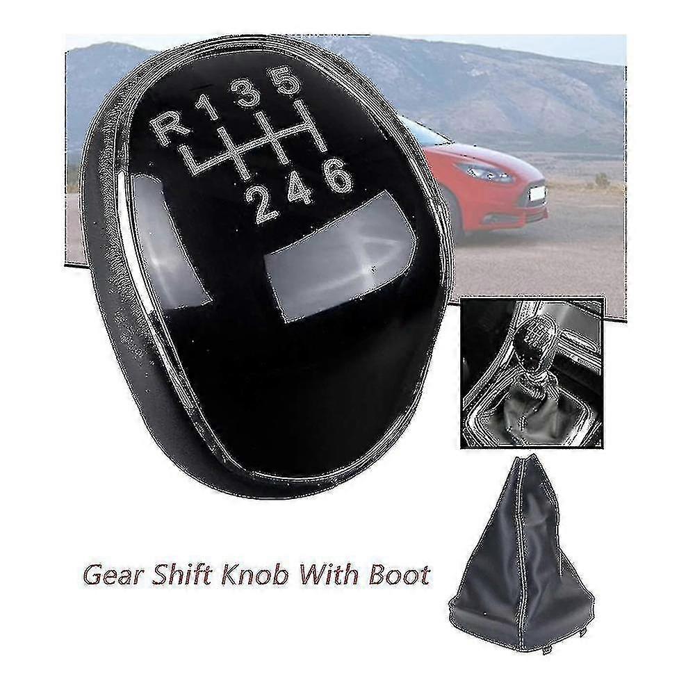6 Speed Leather Gear Shift Knob Shift Lever Gaitor Boot Cover For Mondeo Iv C-max Transit Focus Mk3 (haoyi-YUHAO szrh21