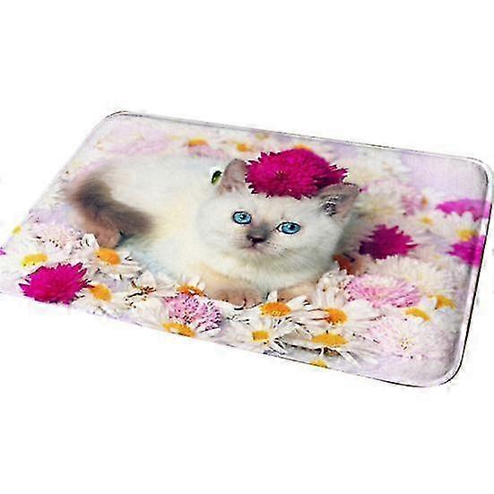 Bathroom Carpet Mat with Cute Cat Pattern Non-Slip