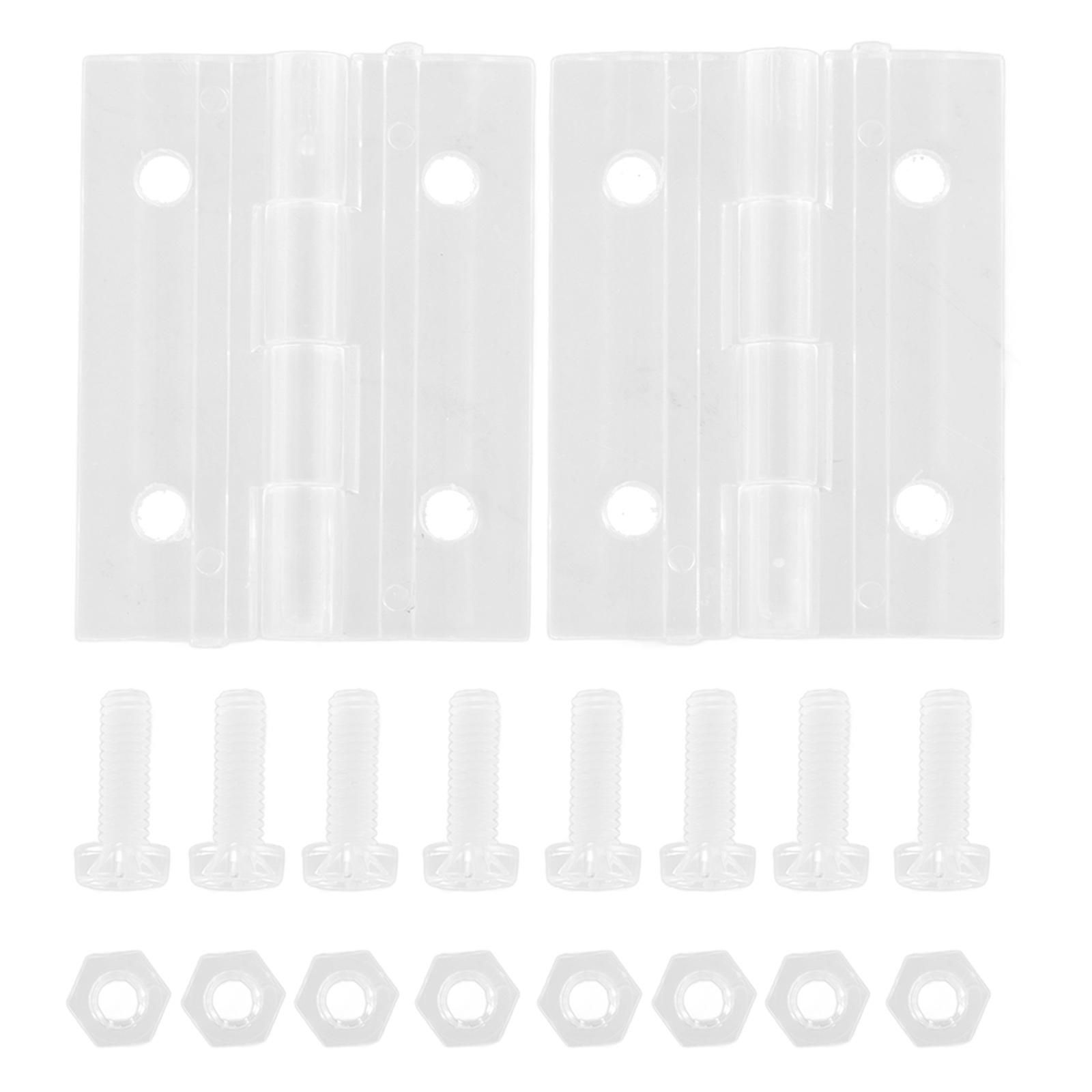 Door Hinge Acrylic Hinges for DIY Use 2Sets Transparent Small Folding Hinges