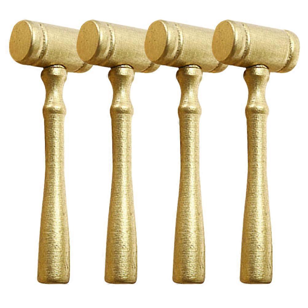 Small Golden Wooden Gavel for Playing 4Pcs Judge Hammer Prop
