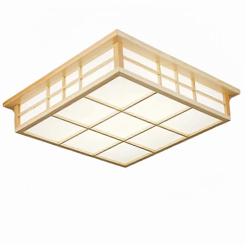 Modern LED Ceiling Light with Solid Wood Frame, Dimmable Brightness and Color for Bedroom Kitchen 45cm